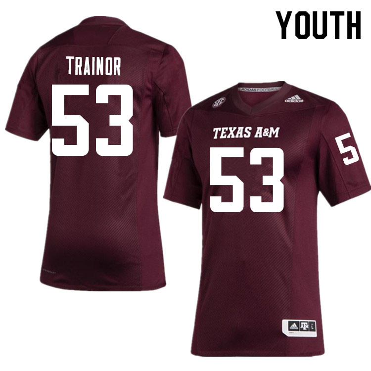 Youth #53 Blake Trainor Texas A&M Aggies College Football Jerseys Sale-Maroon